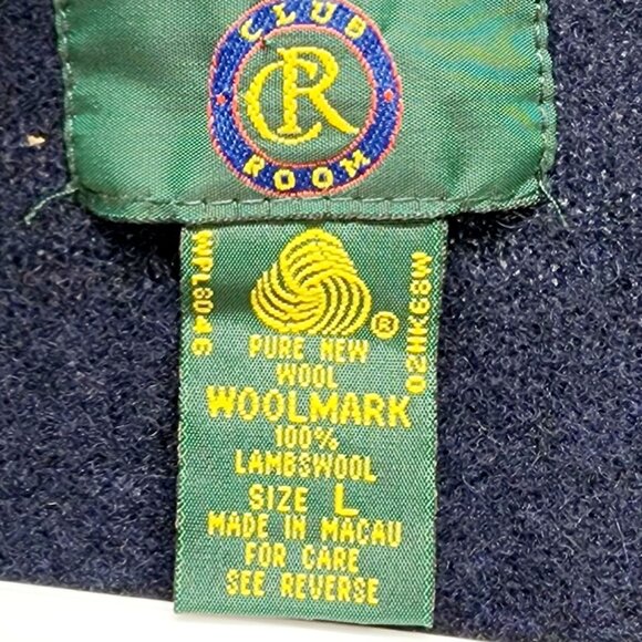 Club Room Sweater Ves Pure New Wool Sleeveless Lambswool Navy Blue Size L - Picture 2 of 6